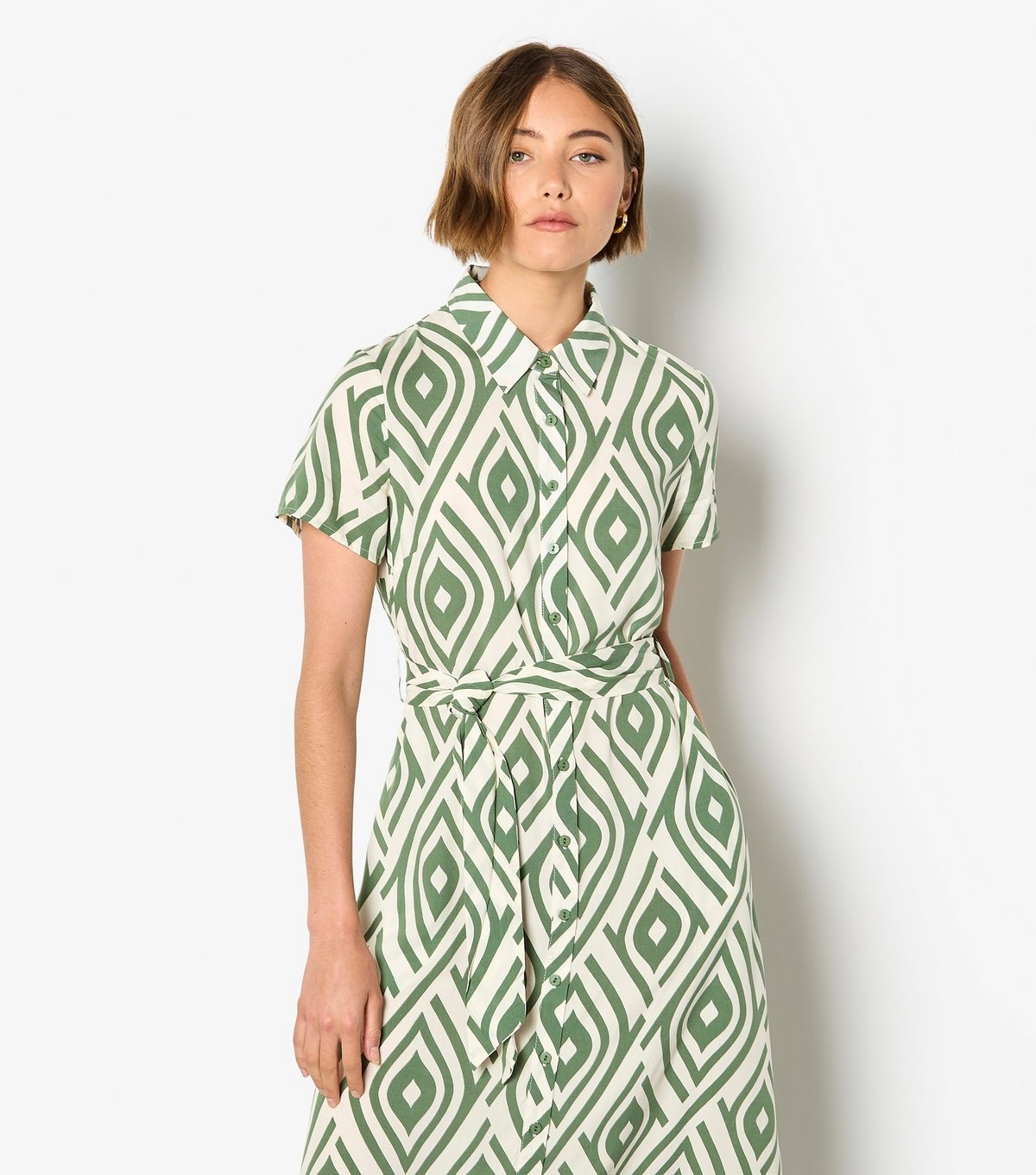 Apricot Women's Green Teardrop Print Midi Shirt Dress Apricot New Look - 4