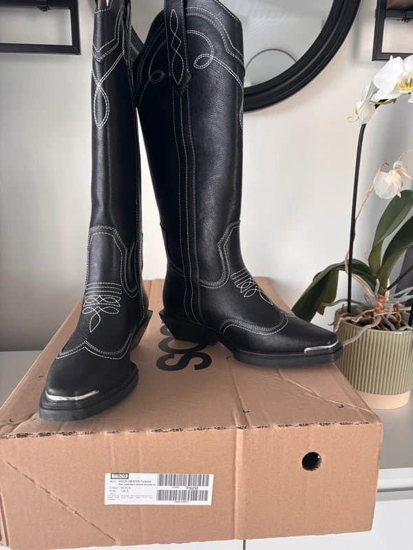 ASOS ASOS Celeste Black Western Knee Boots UK 5 BNWT Cowboy Boots