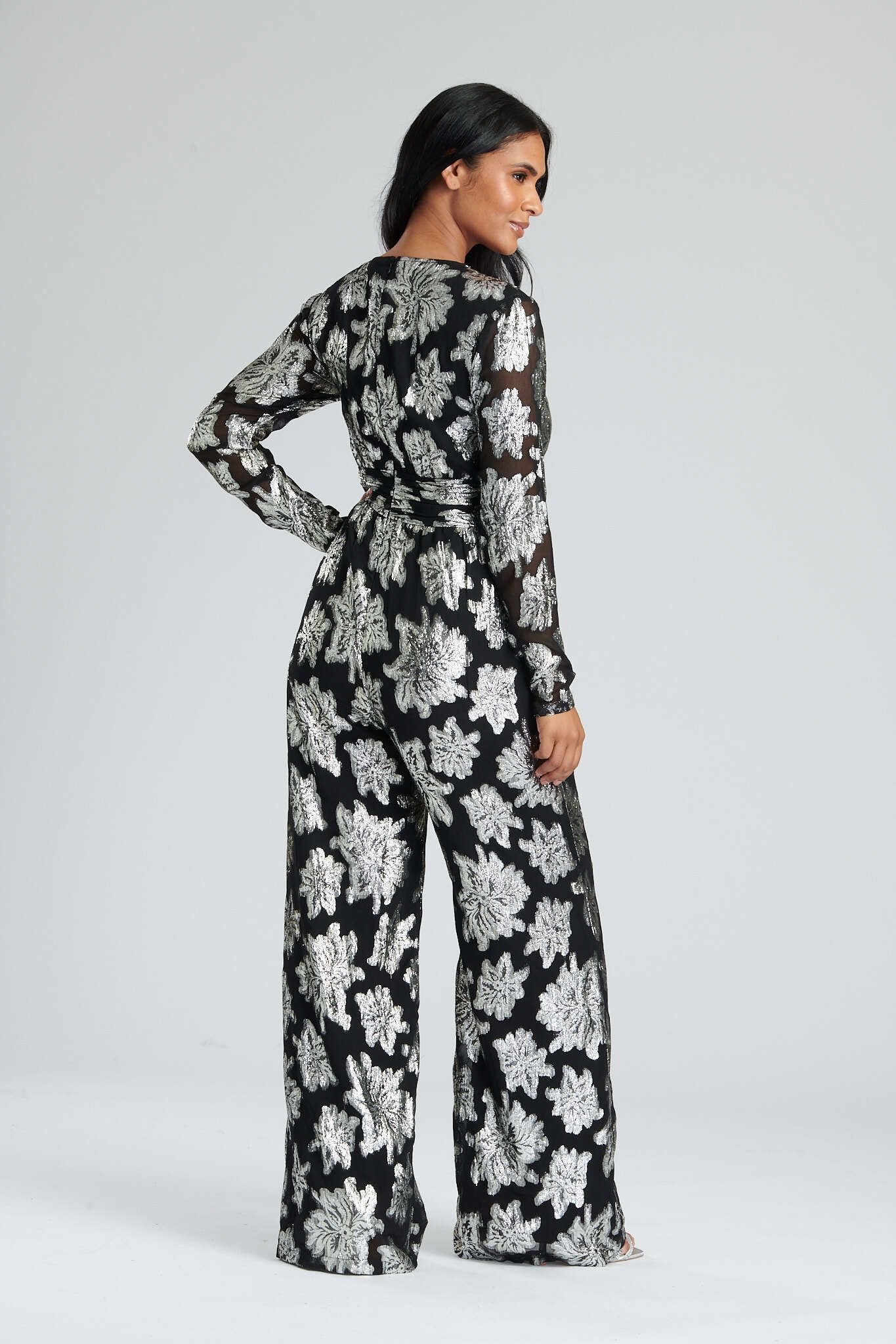 Finding Friday Finding Friday Women's Metallic Paisley Jumpsuit in Silver - 3