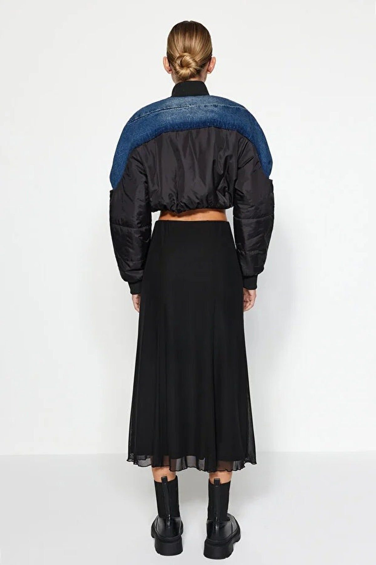 WOVCOR WOVCOR Women's Lined Tulle Midi Skirt in Black - 3