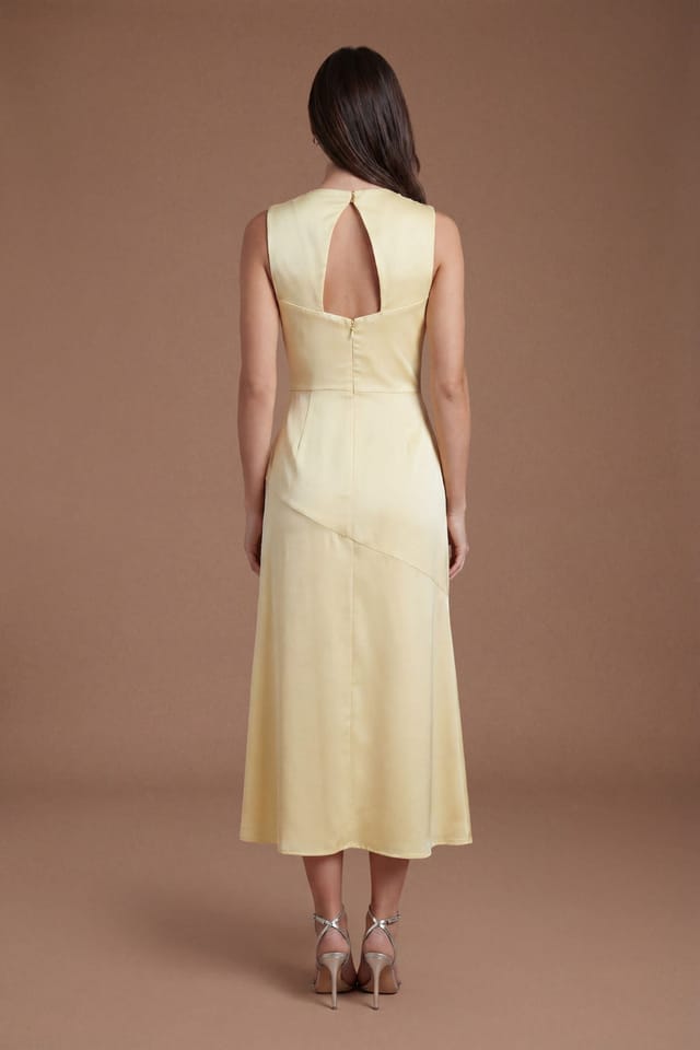 Coast Coast Women's Cowl Neck Sleeveless Satin Midi Dress in Lemon - 2