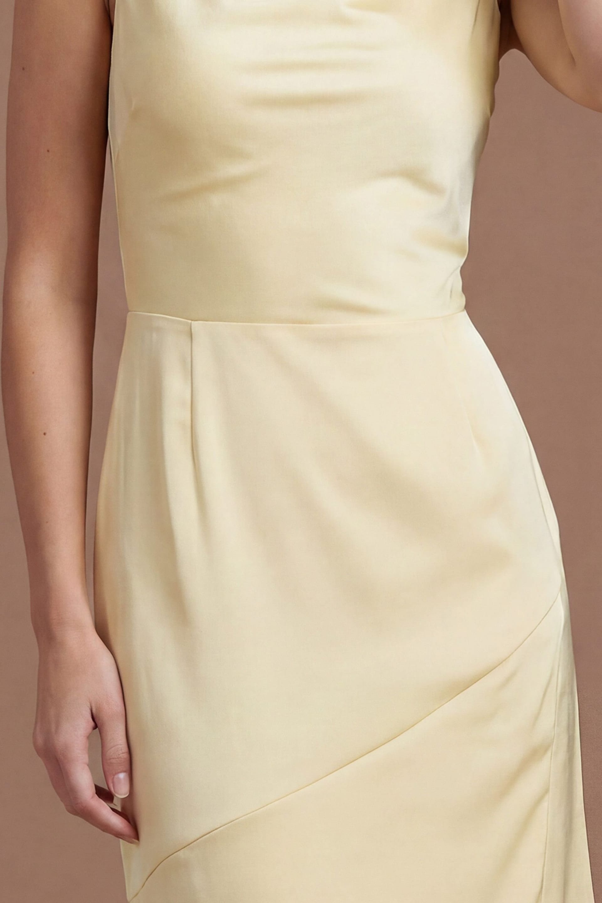 Coast Coast Women's Cowl Neck Sleeveless Satin Midi Dress in Lemon - 4