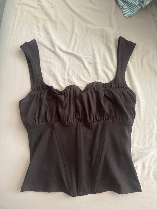 ASOS Brown Ruched Corset-Style Top