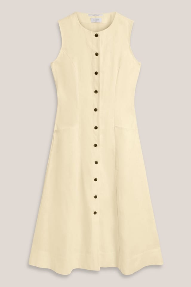 Hobbs London Hobbs London Women's Carmen Sleeveless Button Front Dress in Lemon - 2