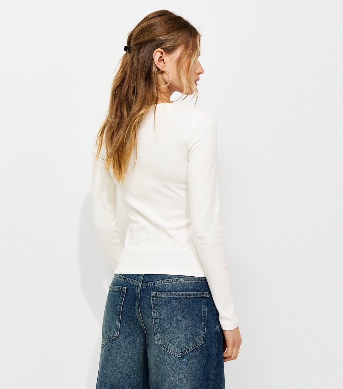 New Look Women's Cream Cotton Rich Long Sleeve Henley Top New Look - 4