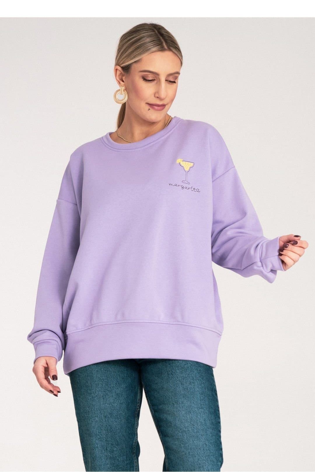 Love Lace Love Lace Women's Casual Loose Fit Embroidered Sweatshirt in Violet