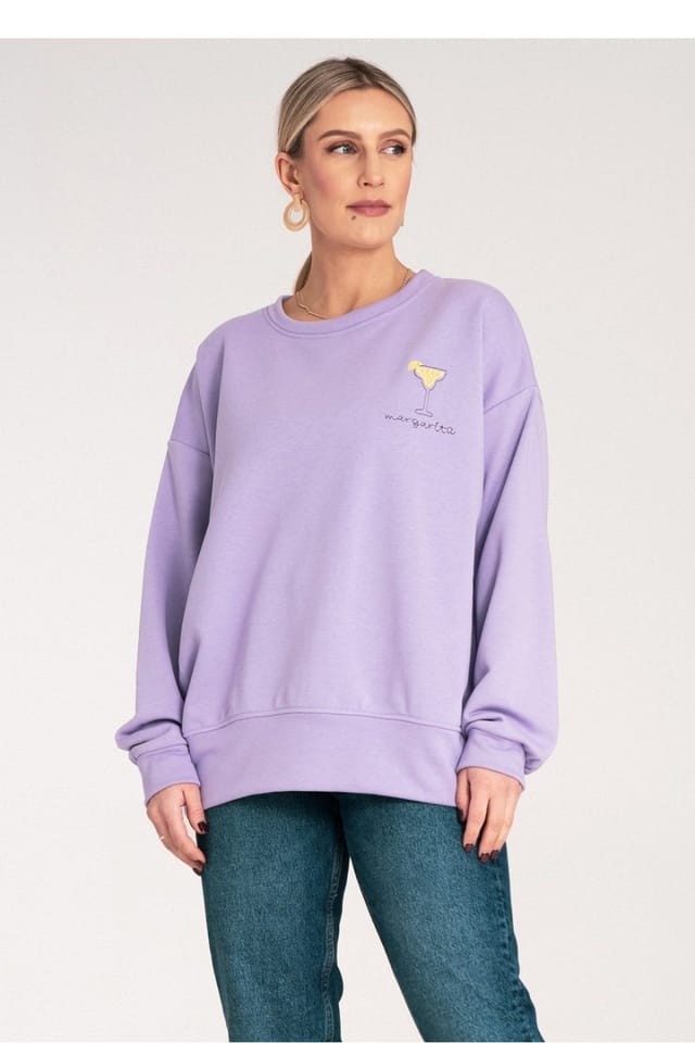 Love Lace Love Lace Women's Casual Loose Fit Embroidered Sweatshirt in Violet - 2