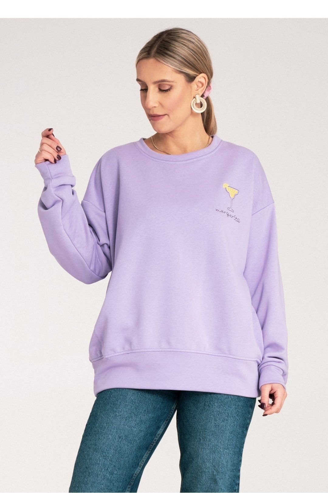 Love Lace Love Lace Women's Casual Loose Fit Embroidered Sweatshirt in Violet - 4