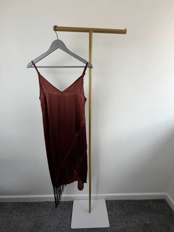 ASOS Design ASOS Design rich brown satin fringe midi dress UK 12