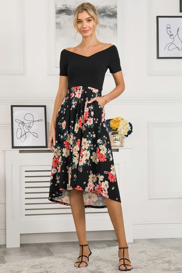 Jolie Moi Jolie Moi Women's Mabry Contrast 2in1 Dress in Black - 3