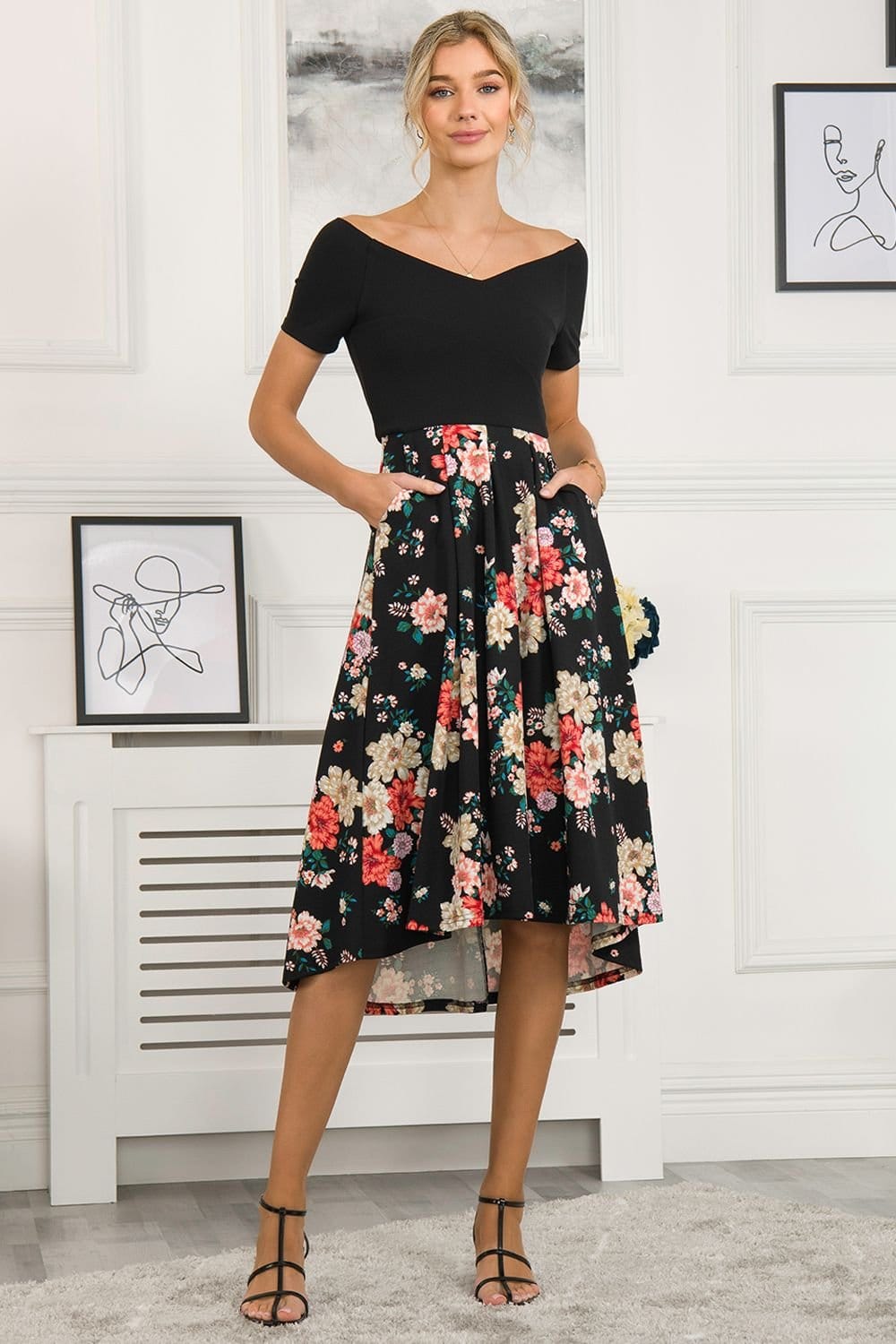 Jolie Moi Jolie Moi Women's Mabry Contrast 2in1 Dress in Black - 4
