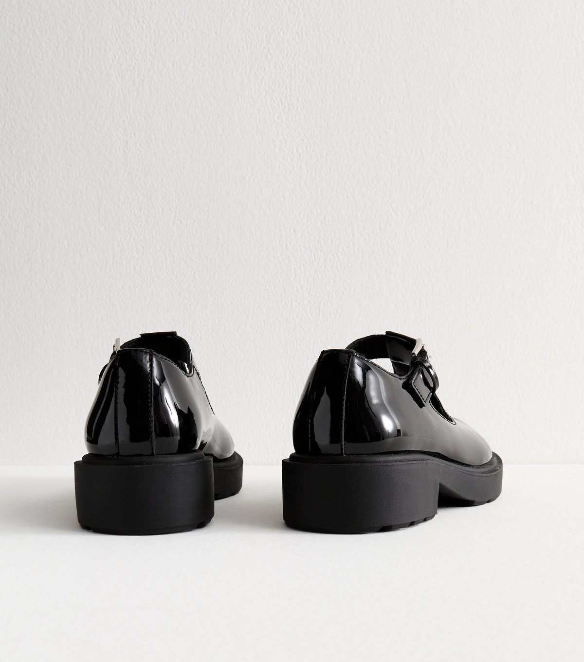 New Look Women's Black Patent T Bar Mary Jane Shoes Vegan New Look - 4