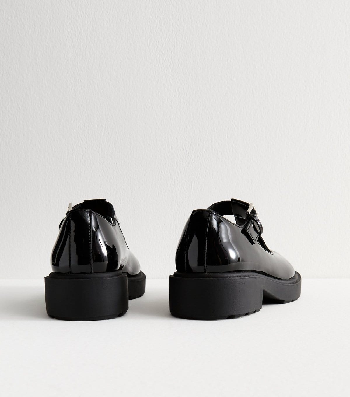 New Look Women's Black Patent T Bar Mary Jane Shoes Vegan New Look - 4