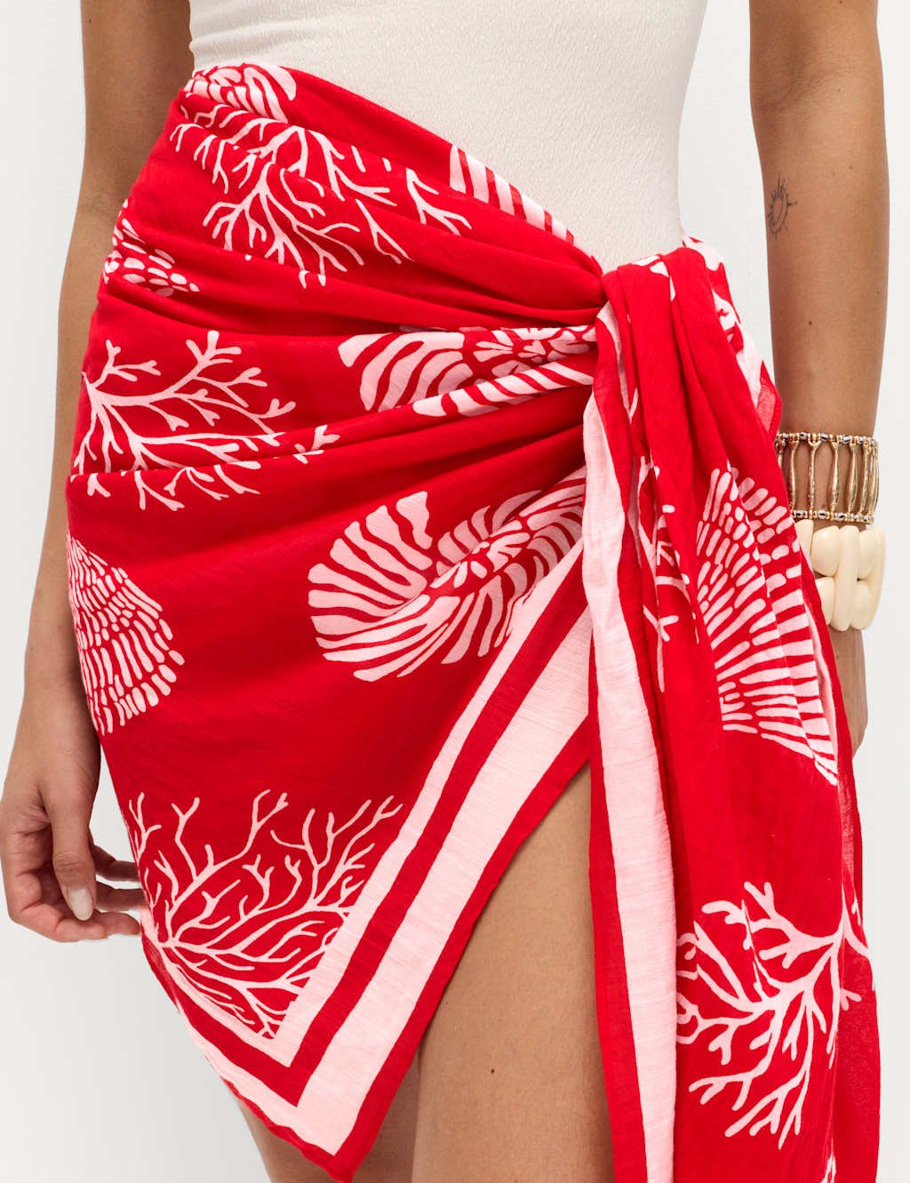 Marks & Spencer M&S Pure Cotton Printed Sarong Lacquer Red - 3