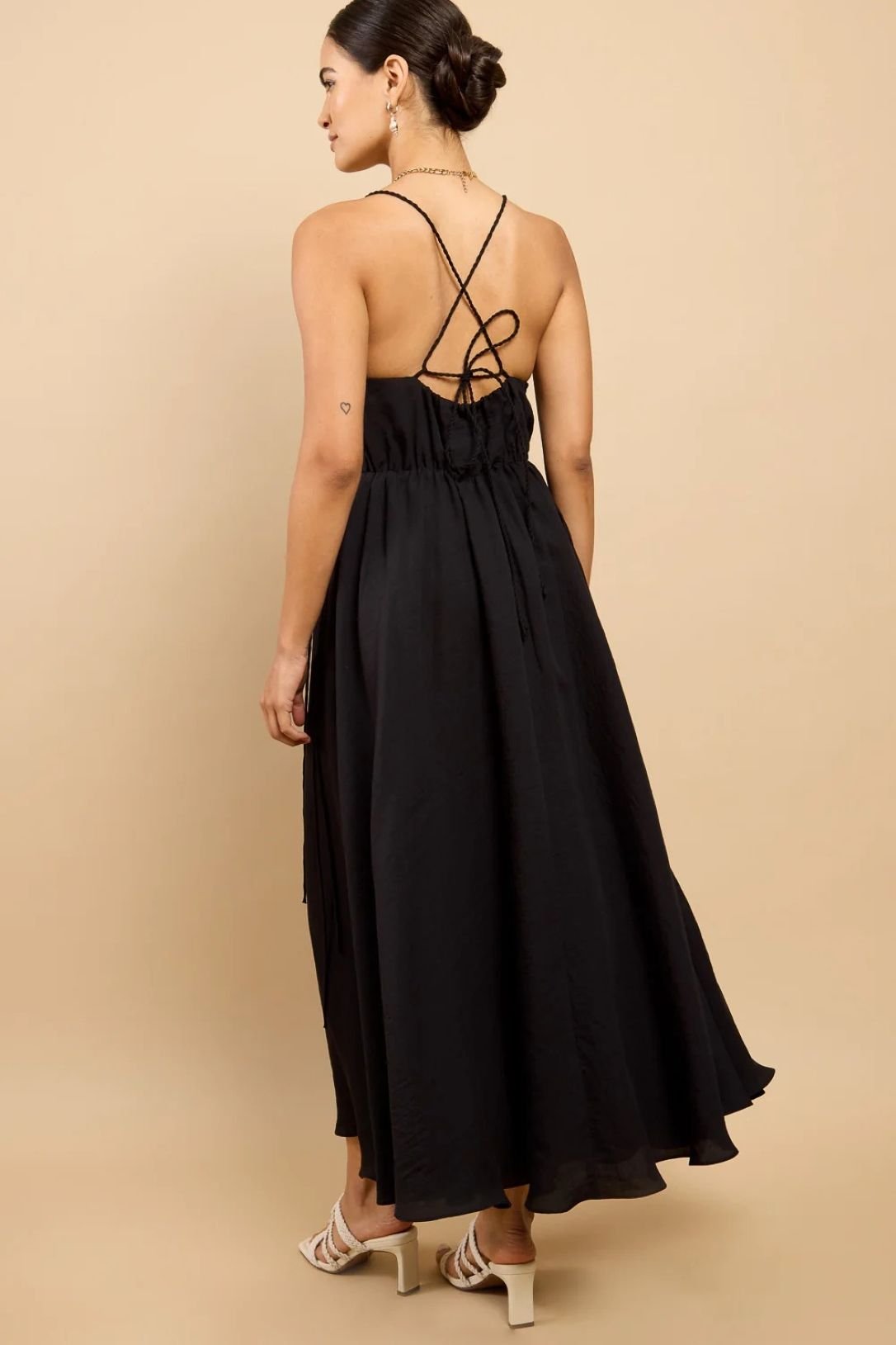 Little Mistress Little Mistress Women's Black Tassel Midaxi Dress - 2