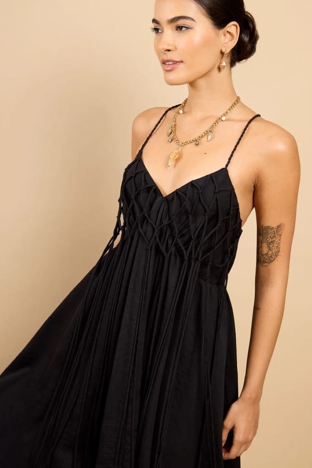 Little Mistress Little Mistress Women's Black Tassel Midaxi Dress - 3