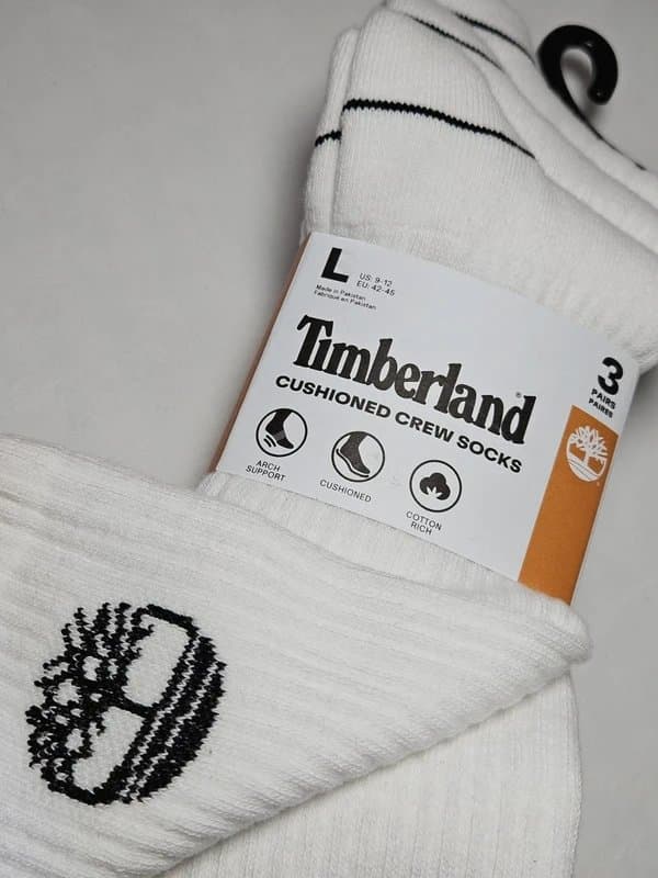 Timberland Timberland Mens Socks. RRP £29. 3x Pairs. White Cotton Socks. New