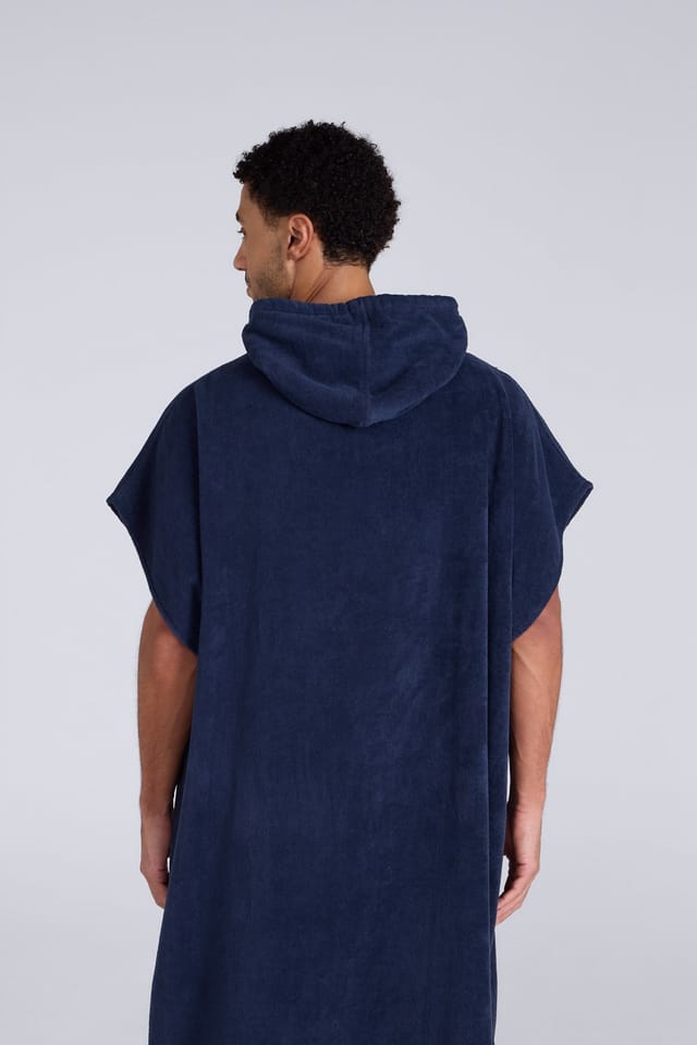 Animal Animal Men's 'Jacob' Quick Dry Adjustable Hood Cotton Towelling Poncho in Dark Blue - 3