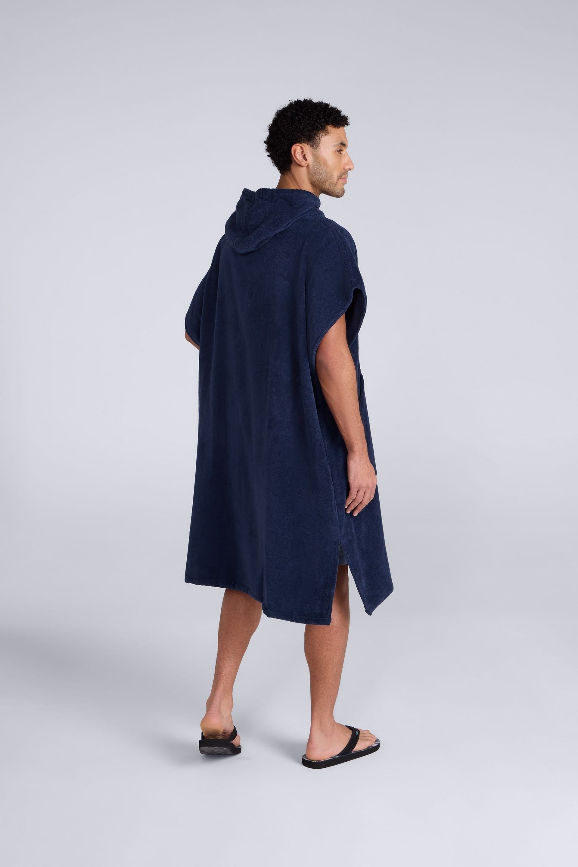 Animal Animal Men's 'Jacob' Quick Dry Adjustable Hood Cotton Towelling Poncho in Dark Blue - 4