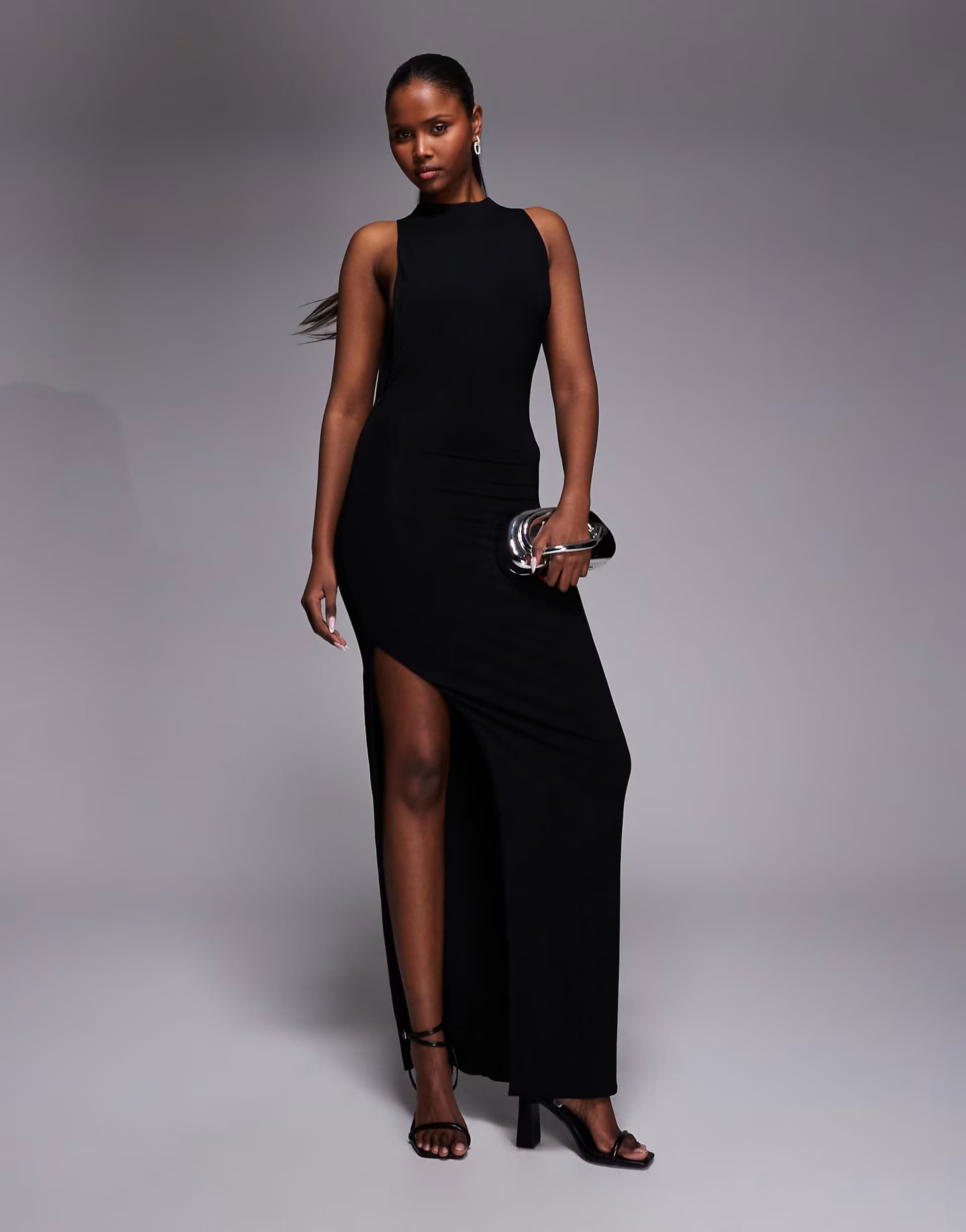 ASOS Oh Polly sleeveless maxi dress in black