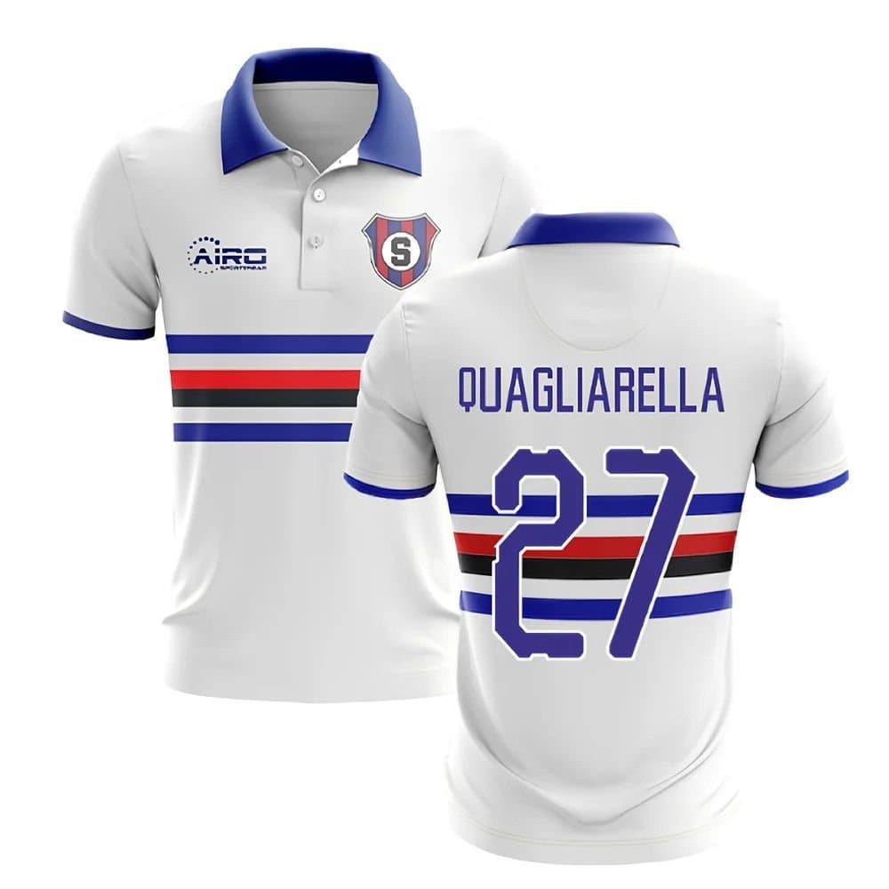 Sampdoria Sampdoria Men's 2025 - 2026 Away Concept Football Shirt - Quagliarella 27 in White