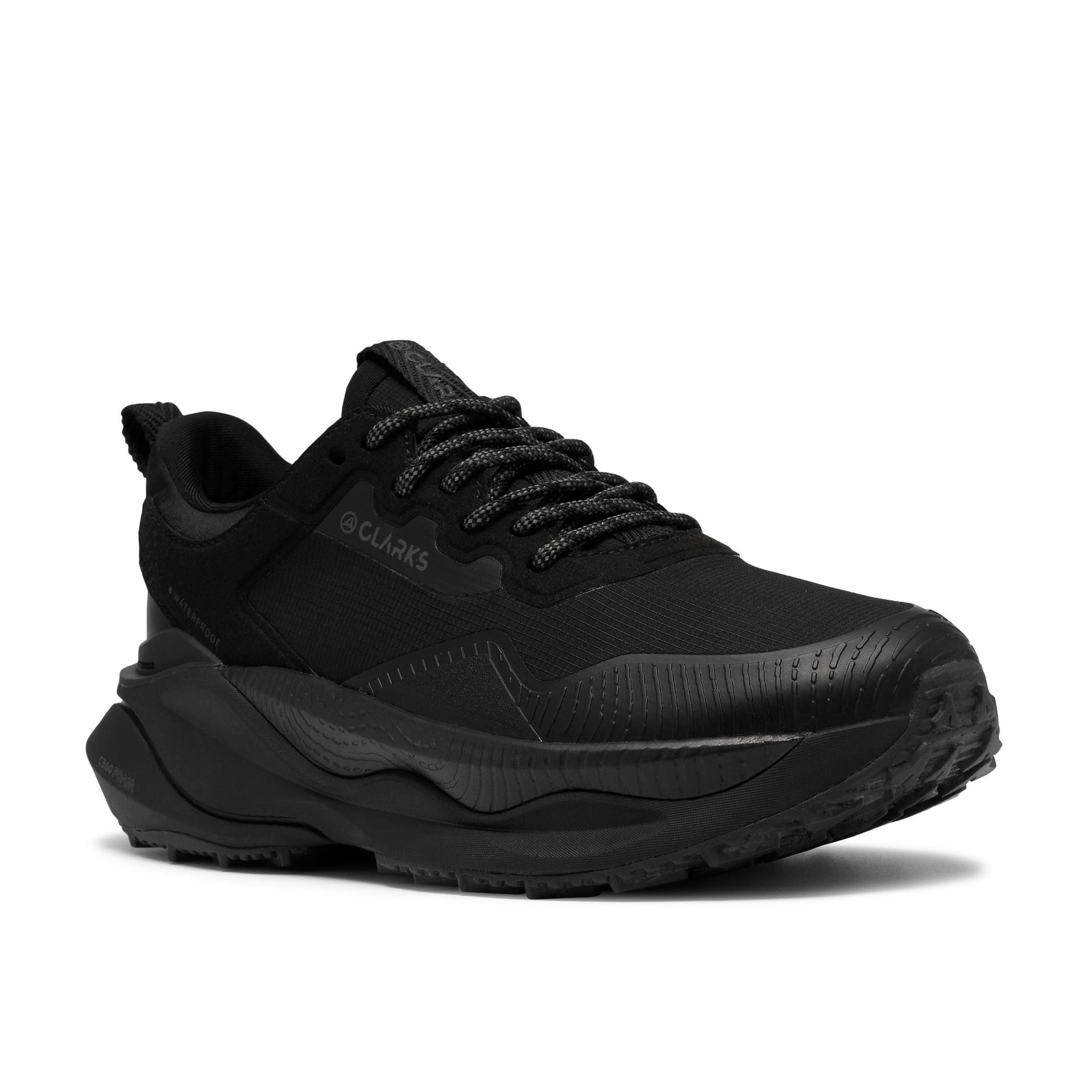 Clarks Clarks Women's Pace Trail Go Waterproof Black/Black Trainers, Lace Up in Black - 4