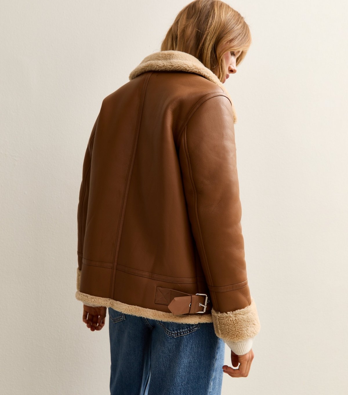 New Look Women's Tan Faux Shearling Jacket New Look - 4