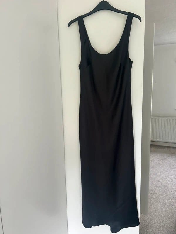ASOS Black Satin Slip Midi Dress