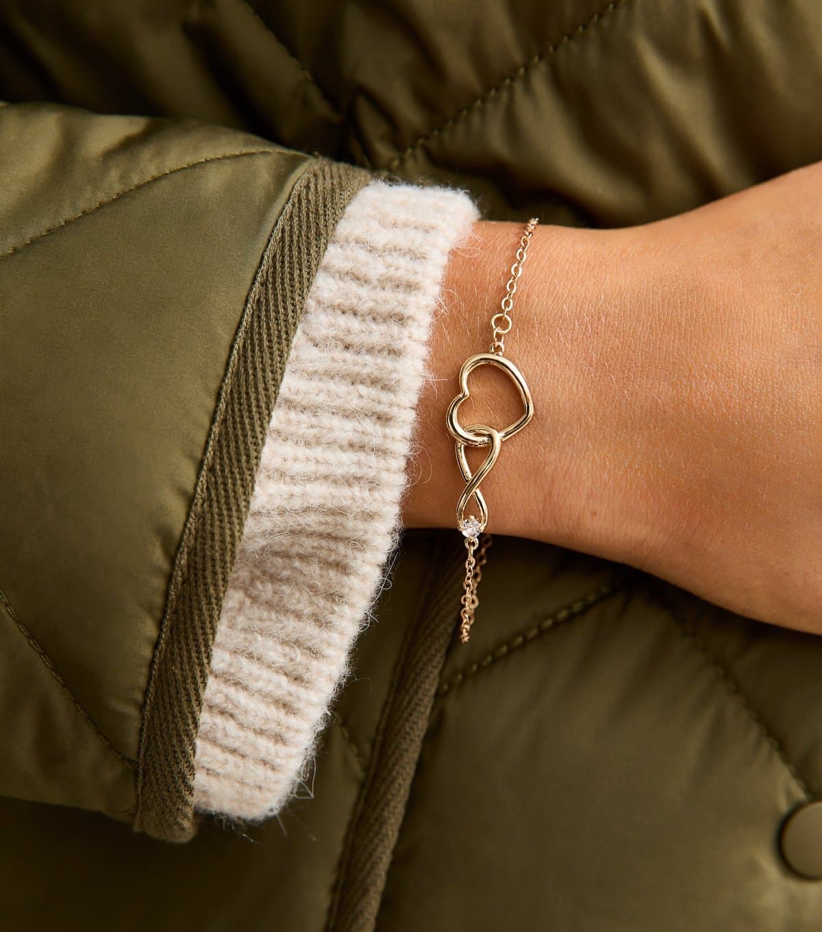 New Look Gold Tone Heart Infinity Interlinked Bracelet New Look