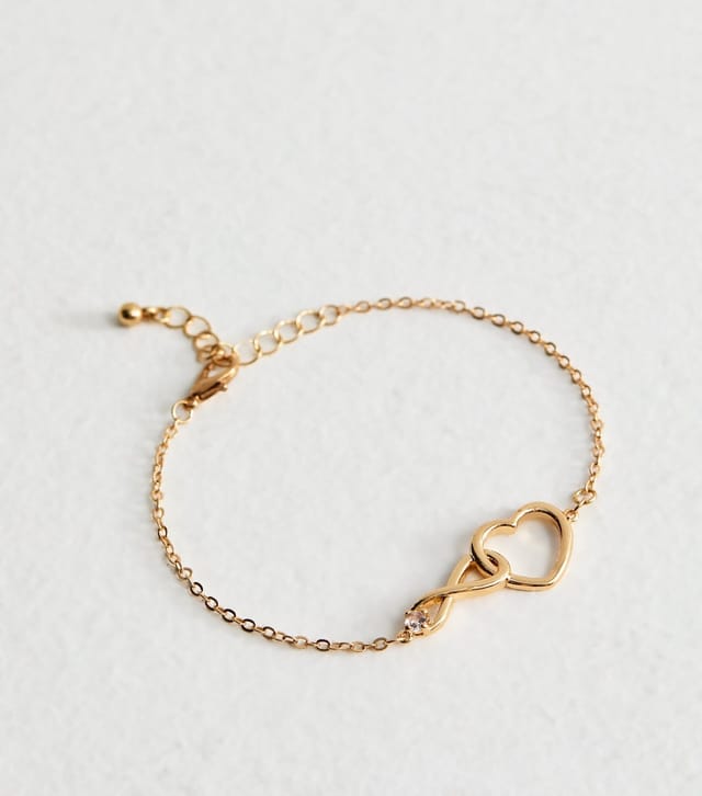 New Look Gold Tone Heart Infinity Interlinked Bracelet New Look - 3