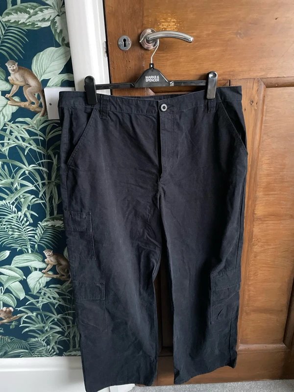 ASOS ASOS Curve black chino wide leg cargo pants 18 - 1