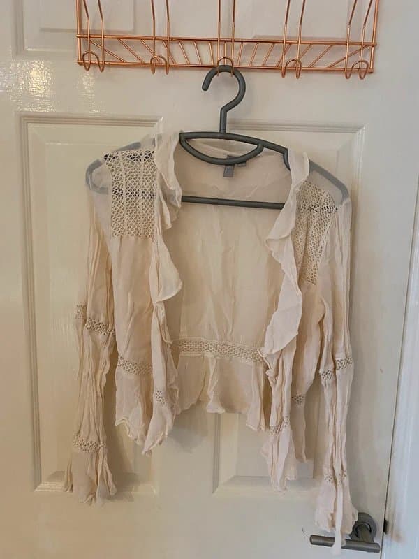 ASOS ASOS size 8 soft pink frill shirt with crochet detail