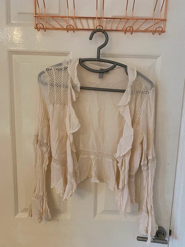 ASOS ASOS size 8 soft pink frill shirt with crochet detail - 1