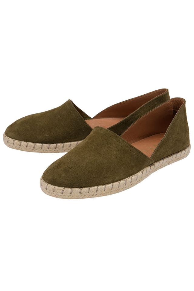 Ravel Ravel Women's Khaki Suede 'Pressen' Flat Espadrille Shoes - 2