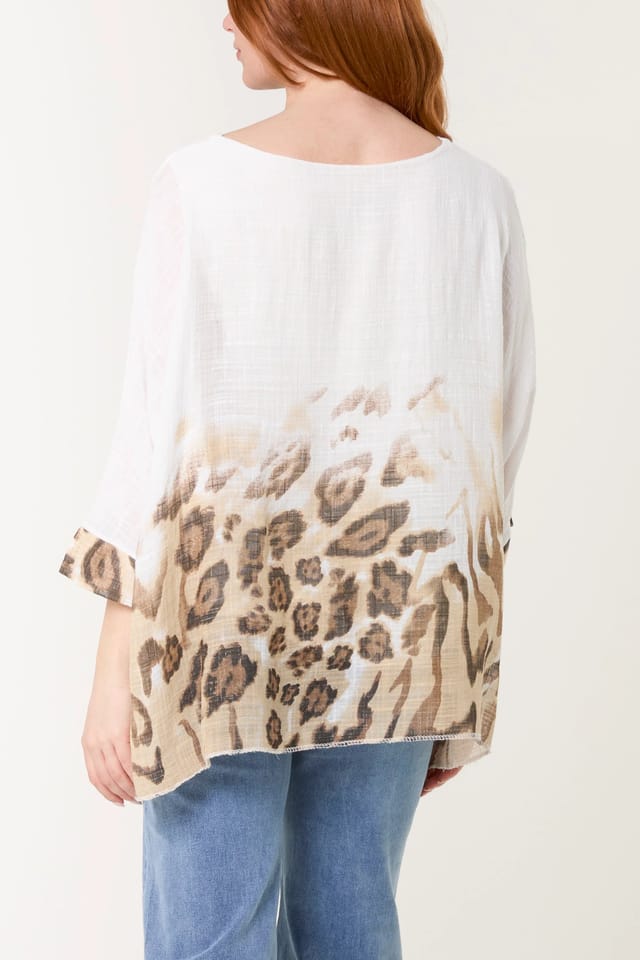Blue Vanilla Animal Print Detail Short Sleeve Top - 2