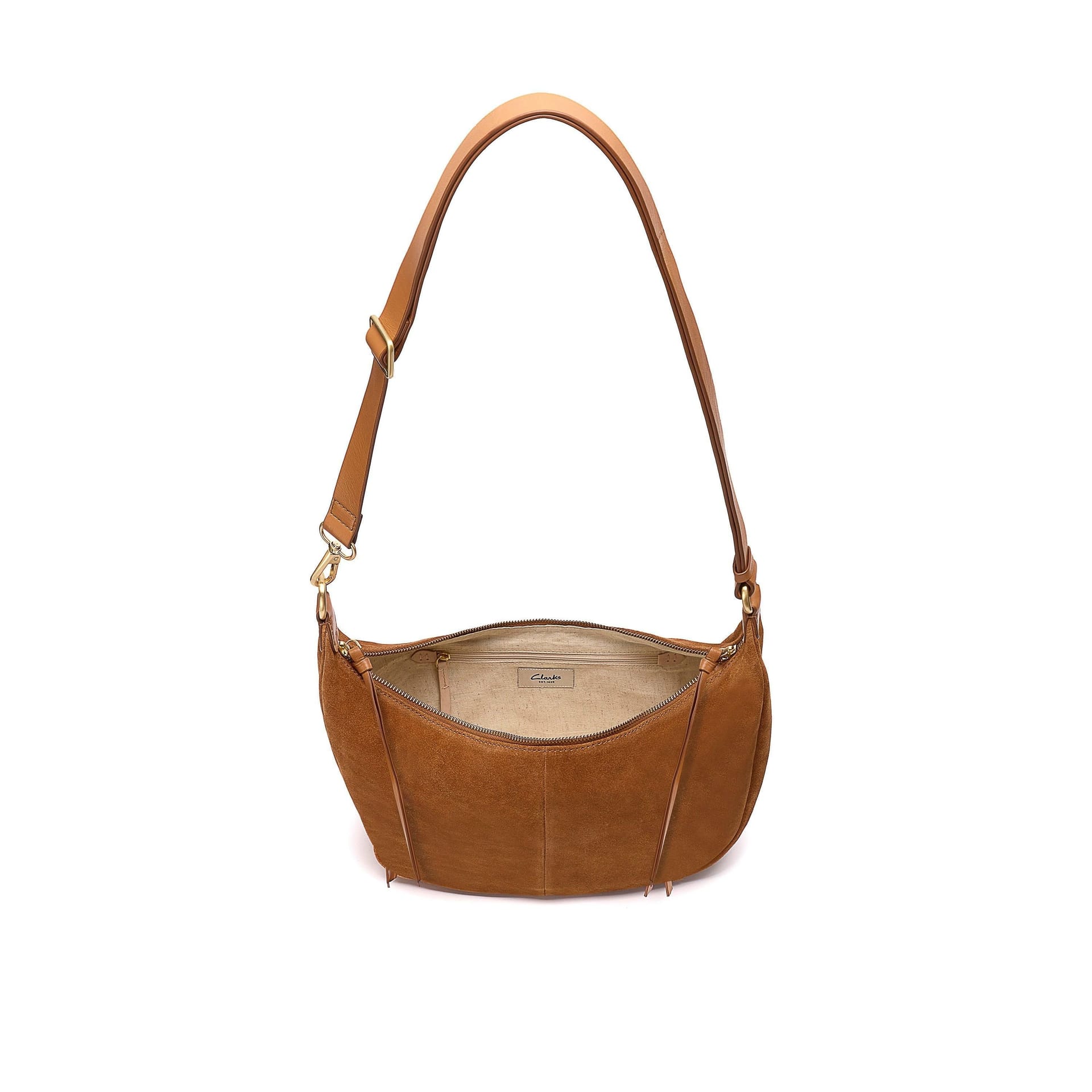 Clarks Clarks Women's Willow Moon Tan Suede Shoulder Bag, Cross Body Bag in Brown - 4