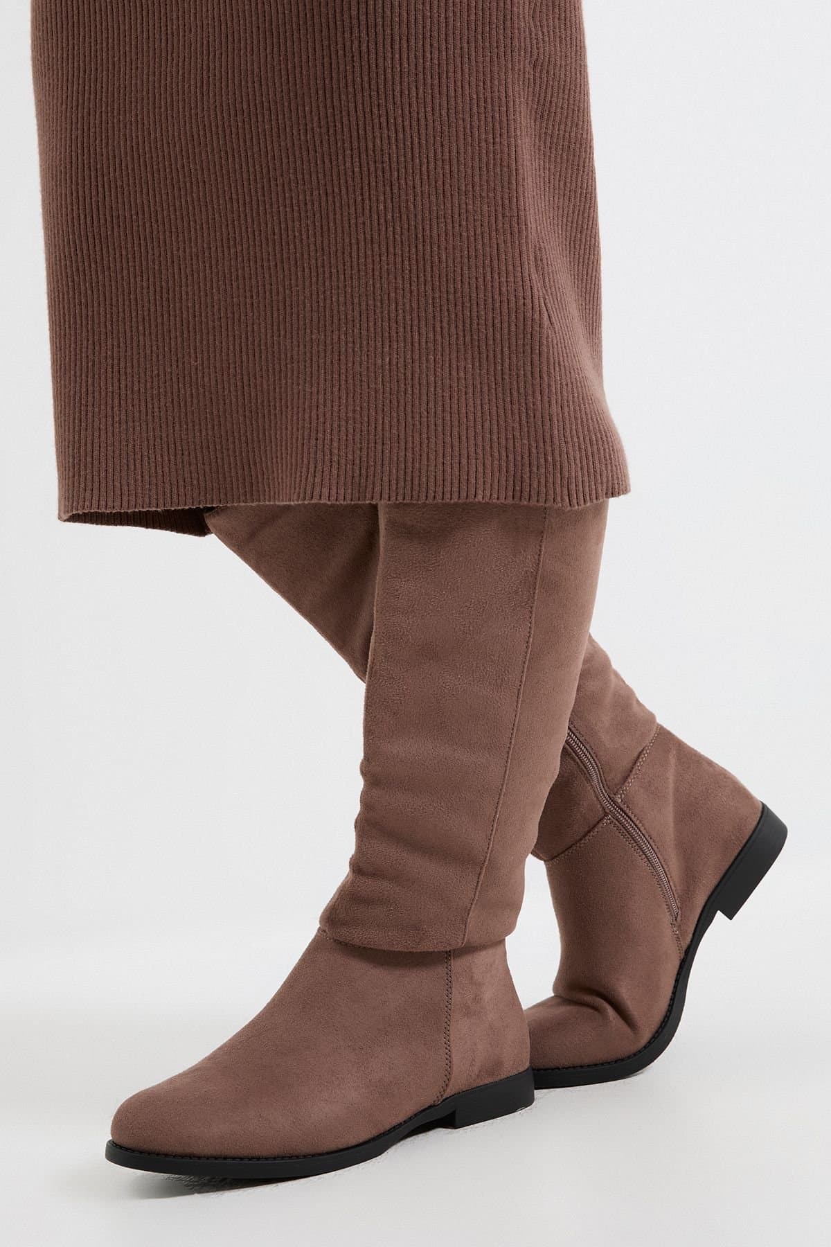 Dorothy Perkins Dorothy Perkins Women's Karla Knee High Flat Boots in Taupe