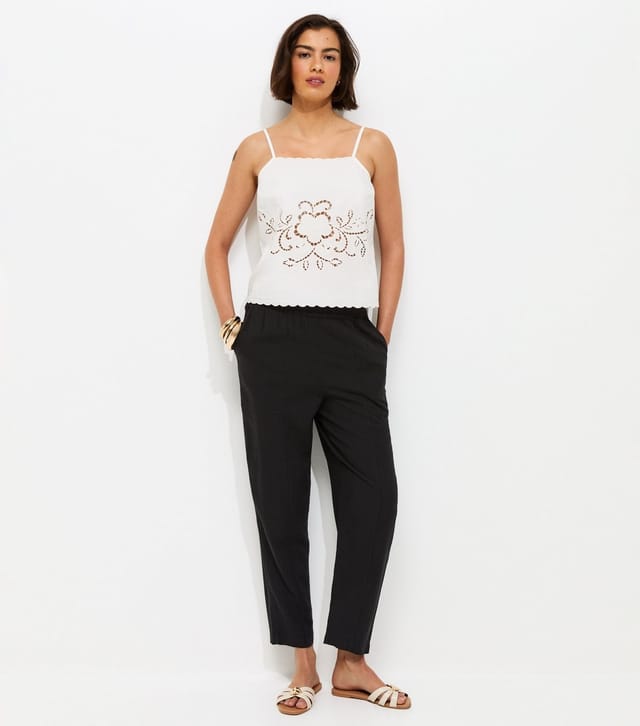 New Look Women's Black With Linen Tapered Trousers New Look - 3
