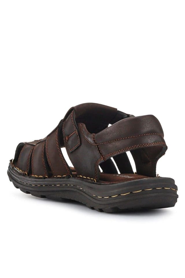 Pavers Pavers Men's Casual Leather Touch-Fasten Sandals in Brown - 3