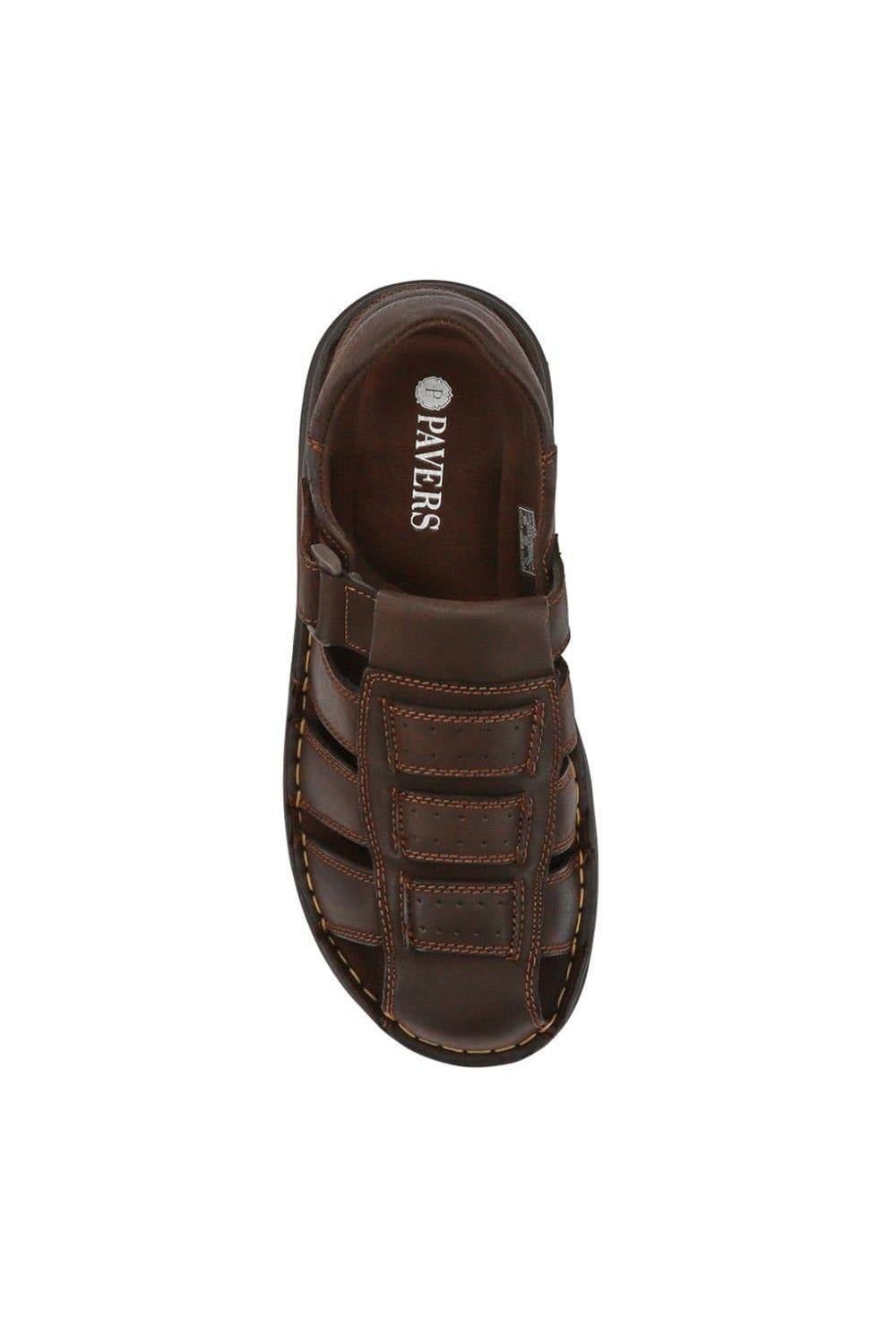 Pavers Pavers Men's Casual Leather Touch-Fasten Sandals in Brown - 4
