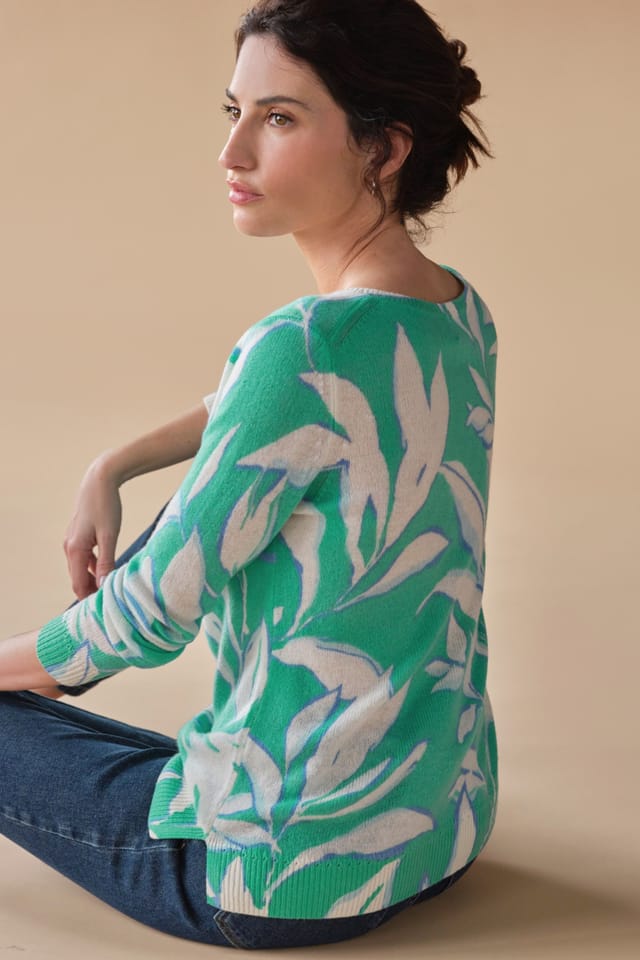 Pure Collection Pure Collection Women's Gassato Printed Sweater in Green - 3