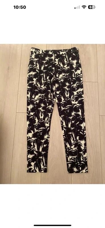 Topshop Black Cream Tropical Print Capri Trousers Topshop 10