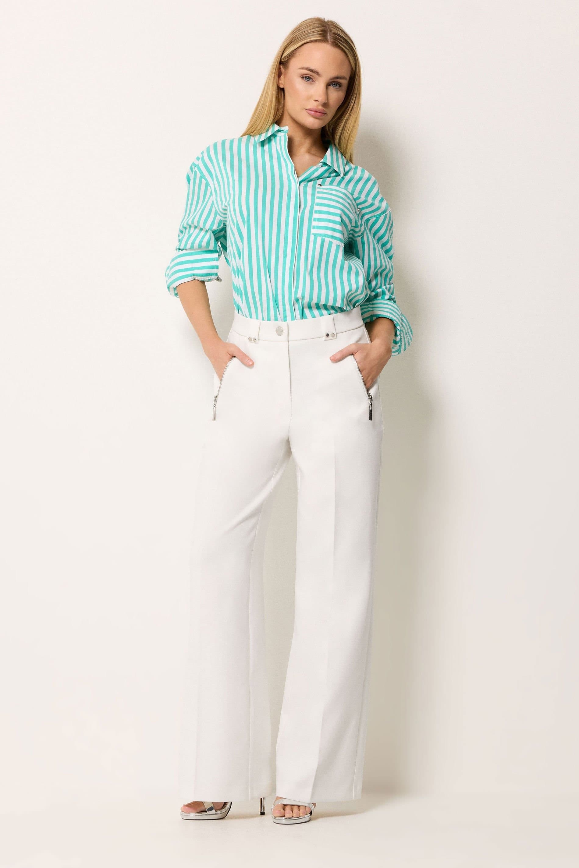 Star By Julien Macdonald Star by Julien Macdonald Women's Tailored Wide Leg Trousers in White