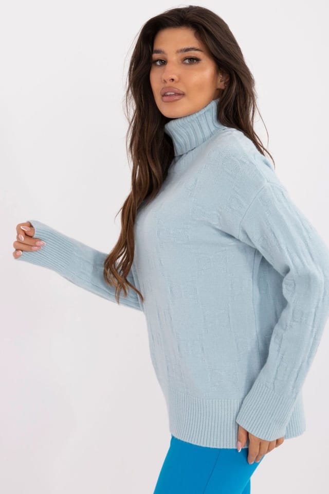 Love Lace Love Lace Women's Everyday Turtleneck Sweater Textured Knit in Blue - 2