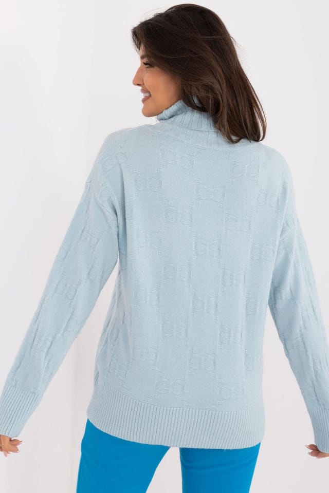 Love Lace Love Lace Women's Everyday Turtleneck Sweater Textured Knit in Blue - 3