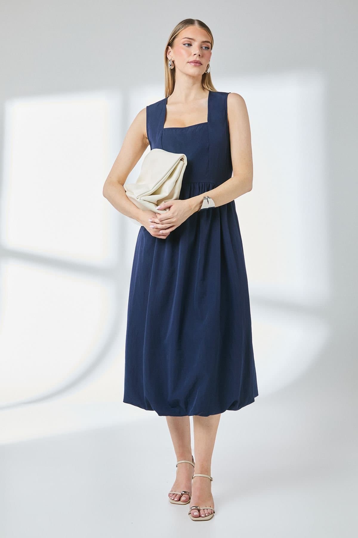 Principles Principles Women's Square Neck Parachute Midi Dress in Navy