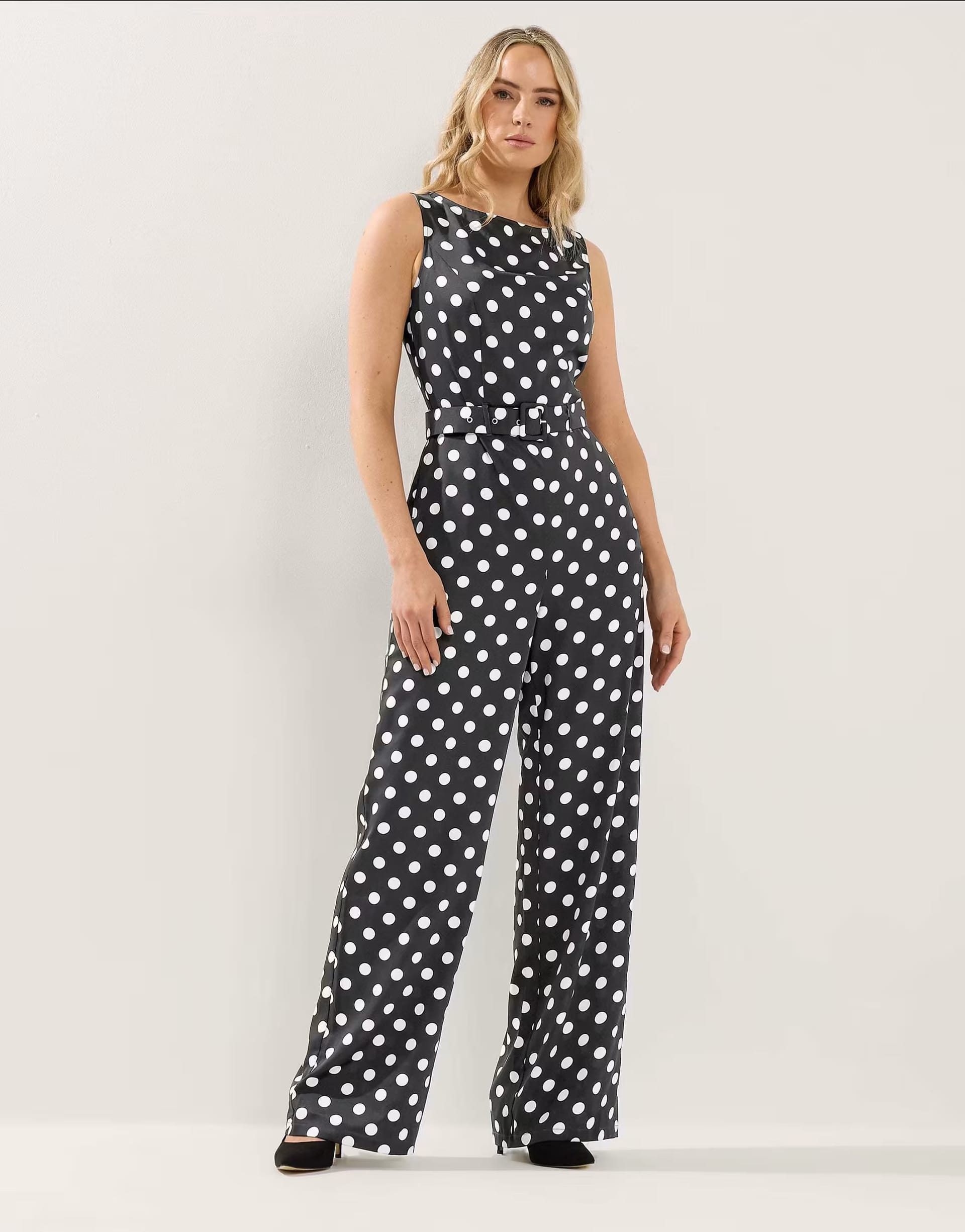 ASOS Black Polka Dot Wide Leg Jumpsuit