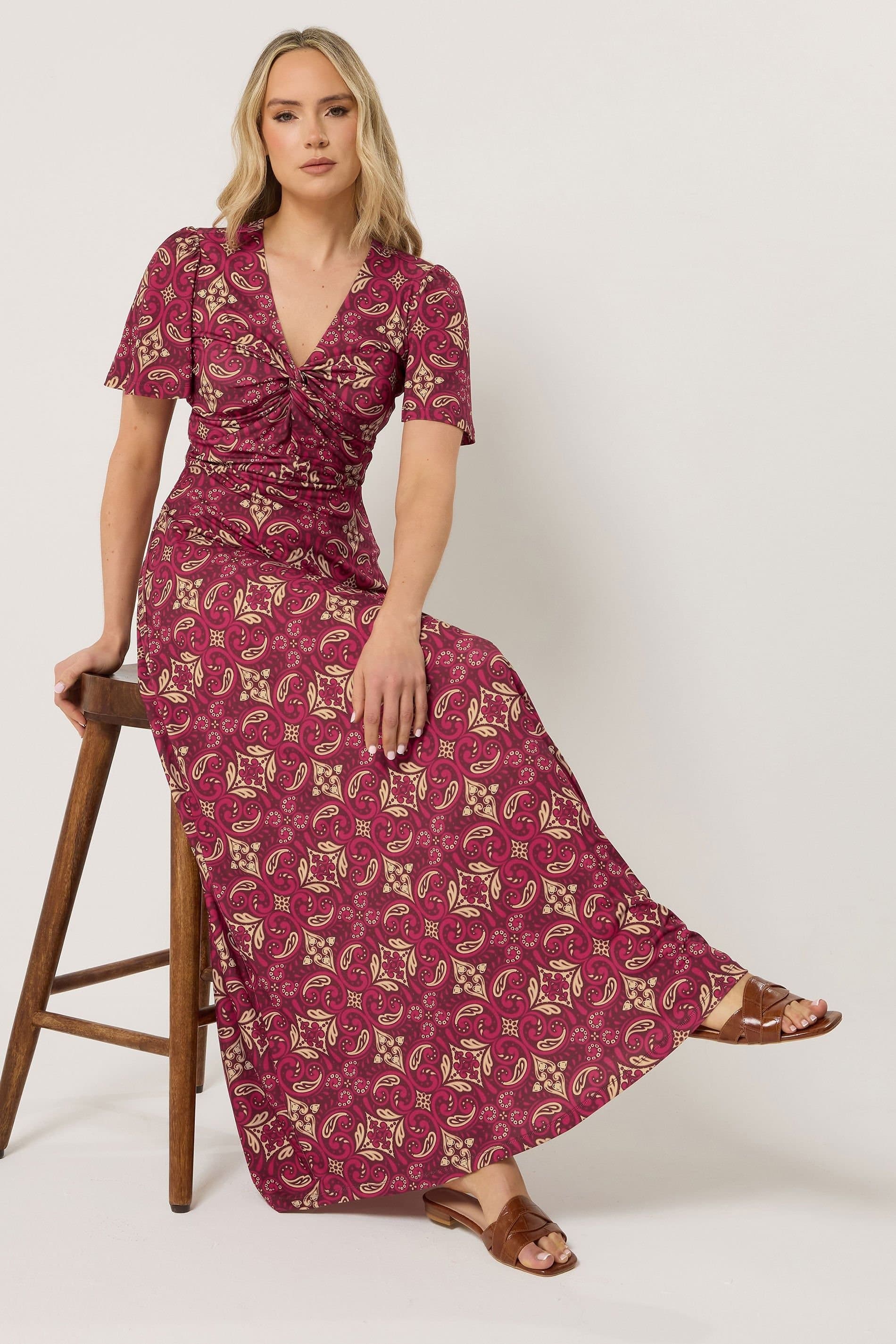 Long Tall Sally Long Tall Sally Women's Tall Twist Front Maxi Dress in Wine