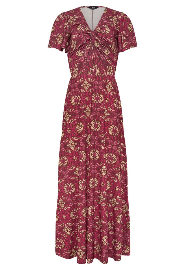 Long Tall Sally Long Tall Sally Women's Tall Twist Front Maxi Dress in Wine - 2