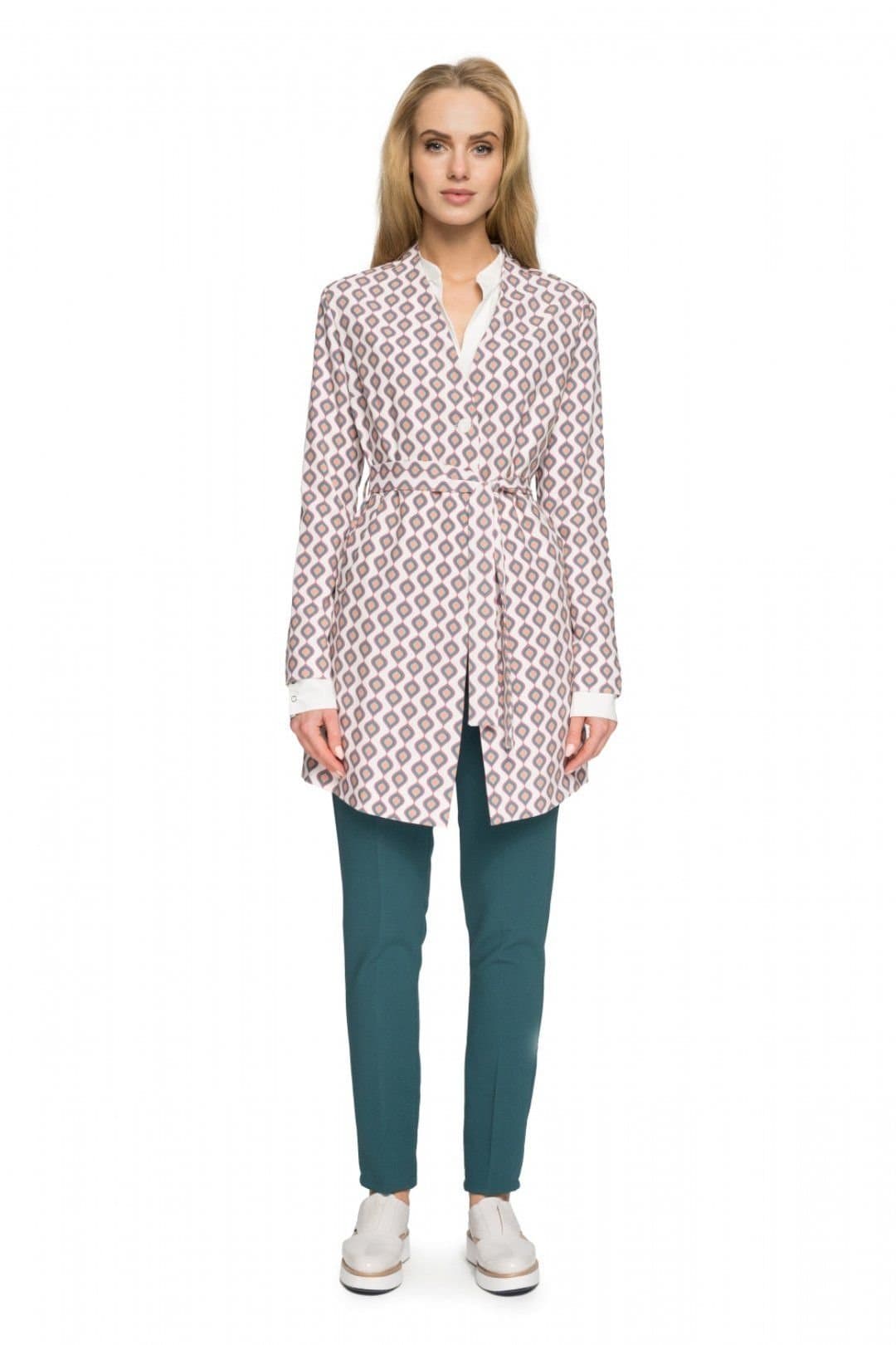 Love Lace Love Lace Women's Stylish Printed Lined Belt Coat in Pink